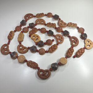 RARE Vintage Blow Mold Bread Pretzel Garland Tone strand over 110"